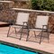 Costway 2 pcs Patio Folding Sling Dining Chairs Armrests Steel Frame Outdoor Beige/Grey